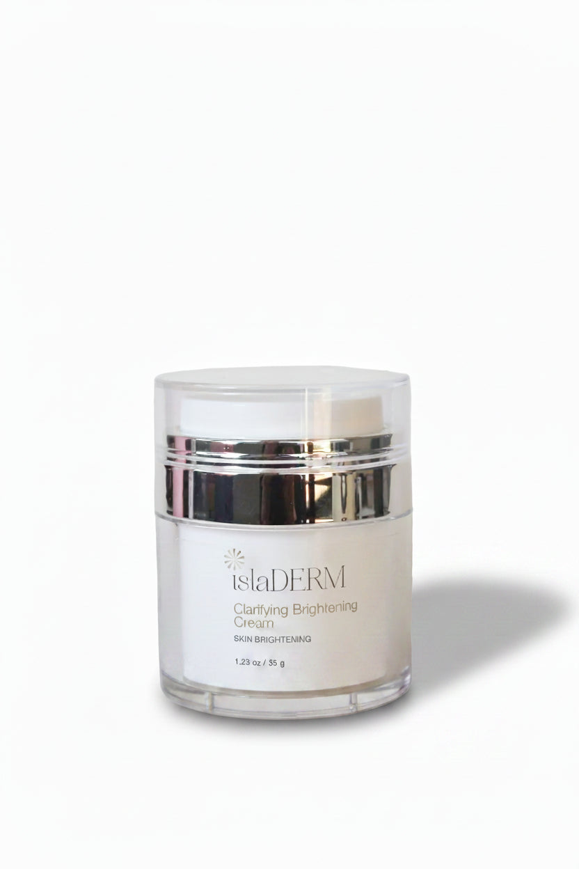 Skincare jar with clear lid on a white background